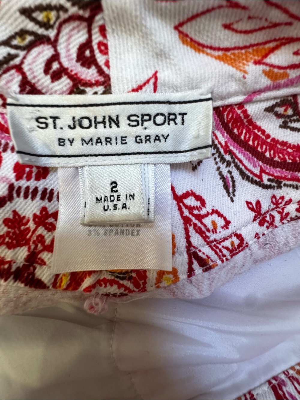 ST. JOHN SPORT BY MARIE GRAY STRAIGHT LEG PAISLEY PANTS | SIZE 2 | MADE IN USA - Picture 2 of 13